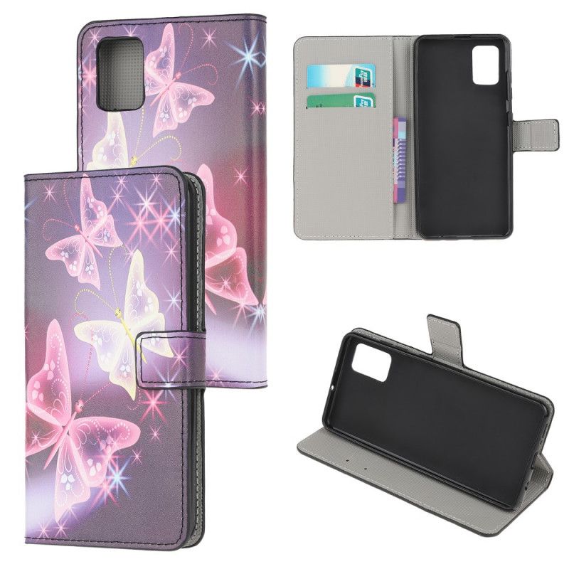 Läderfodral Samsung Galaxy S10 Lite Mobilskal Neonfjärilar