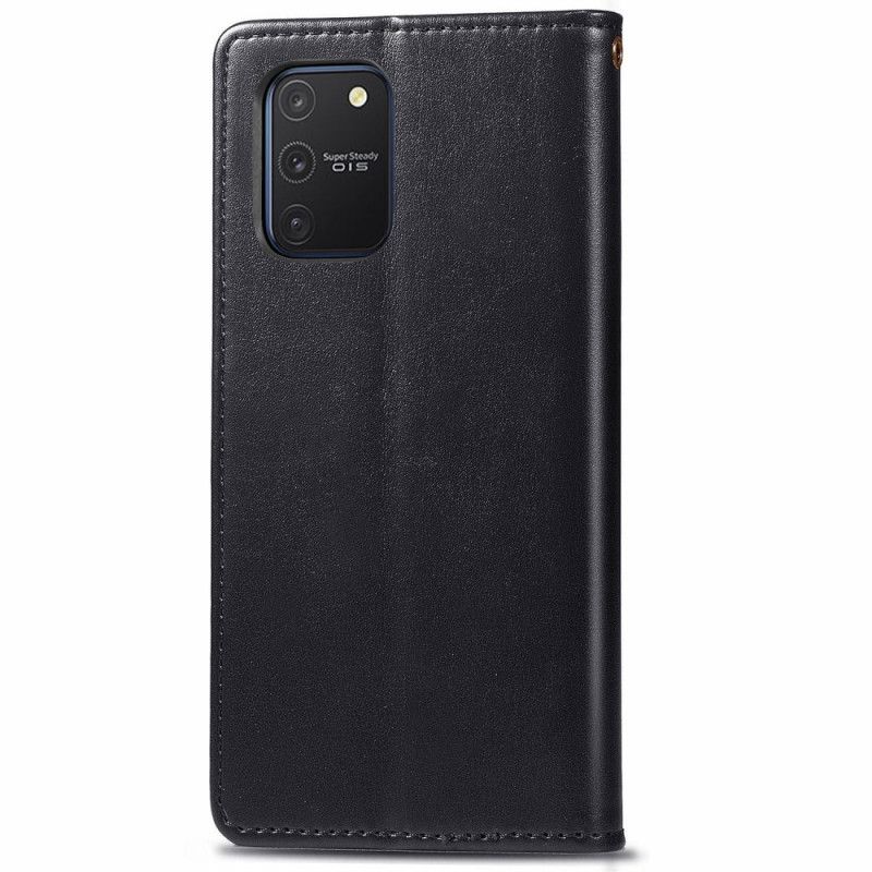 Skyddsfodral Samsung Galaxy S10 Lite Svart Konstläder Och Vintagelås