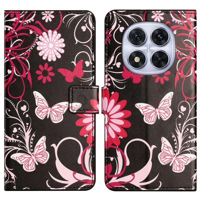 Fodral För Xiaomi Redmi Note 14 Pro Plus 5g Fjärilar På Svart Bakgrund