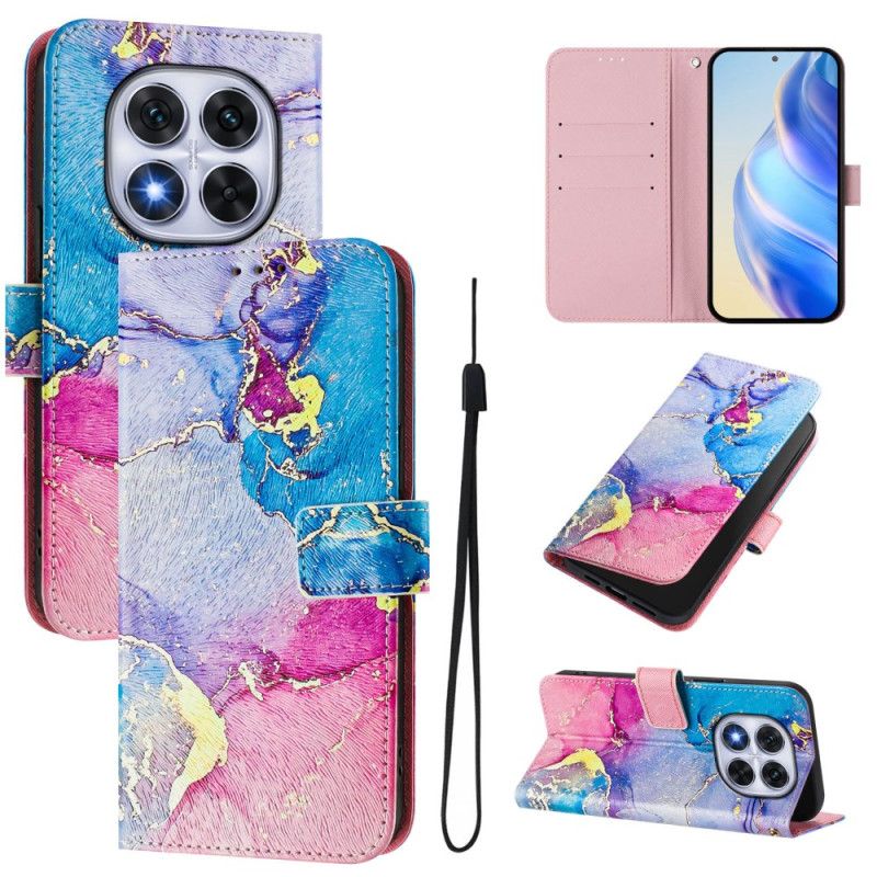 Läderskal Fodral Xiaomi Redmi Note 14 Pro Plus 5g Flerfärgat Marmormönster