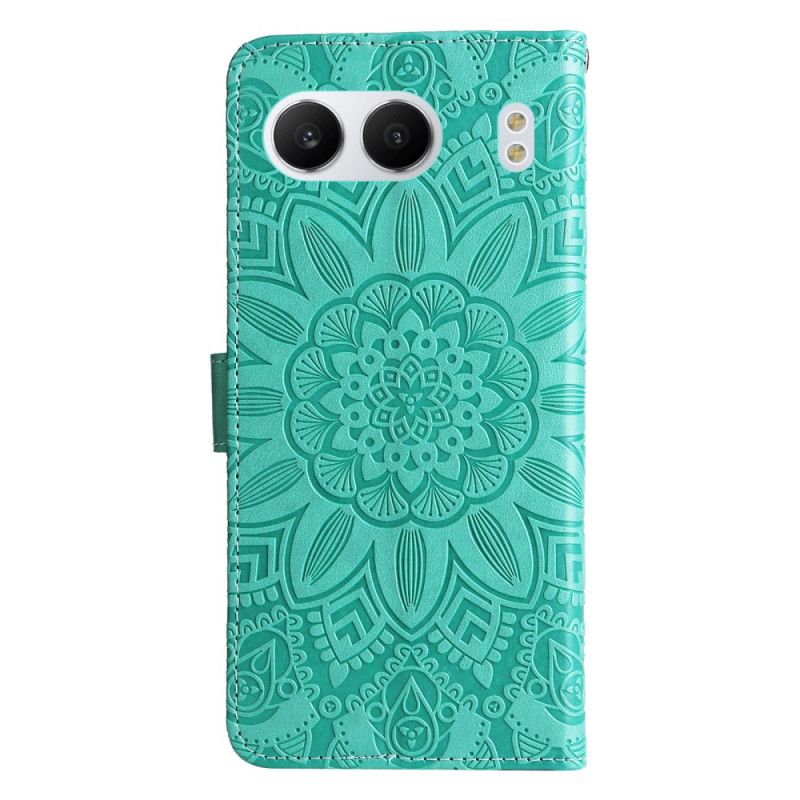 Läderfodral Oneplus Nord 4 Telefonfodral Solrosmönstrad Rem