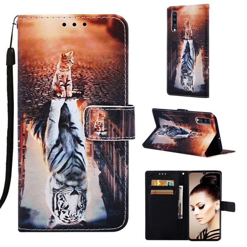 Fodral för Samsung Galaxy A70 Orange Funderingar Av Strängkatten Ernest