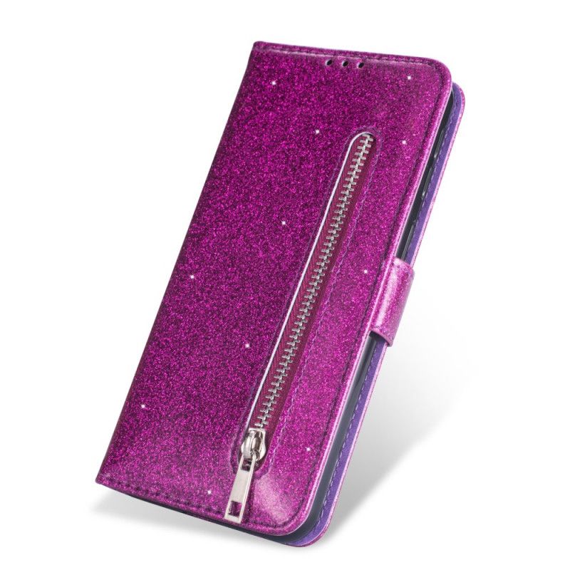 Fodral för Samsung Galaxy A70 Svart Glitterremsmyntväska