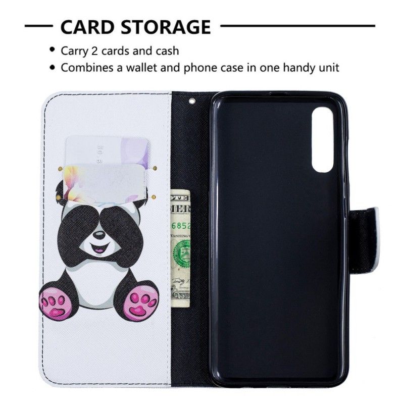 Läderfodral Samsung Galaxy A70 Mobilskal Rolig Panda