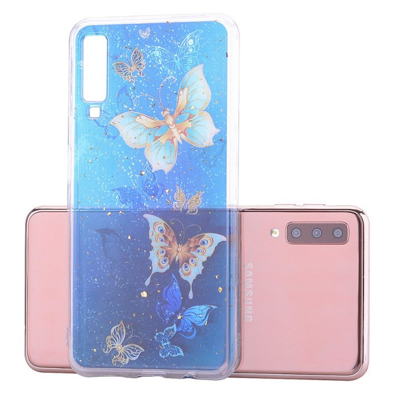 Skal för Samsung Galaxy A70 Fjärilar Och Glitter