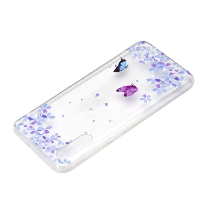 Skal Samsung Galaxy A70 Genomskinliga Fjärilar Och Blommor