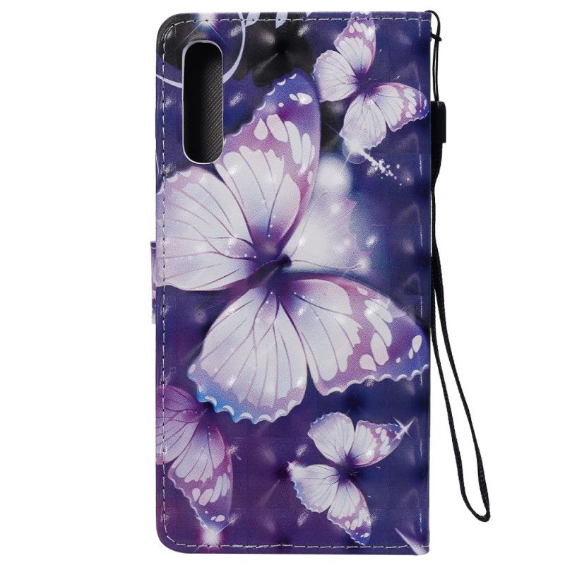 Skyddsfodral Samsung Galaxy A70 Rosa Färgglada Remfjärilar