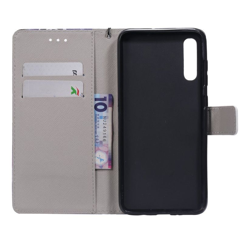 Skyddsfodral Samsung Galaxy A70 Rosa Färgglada Remfjärilar