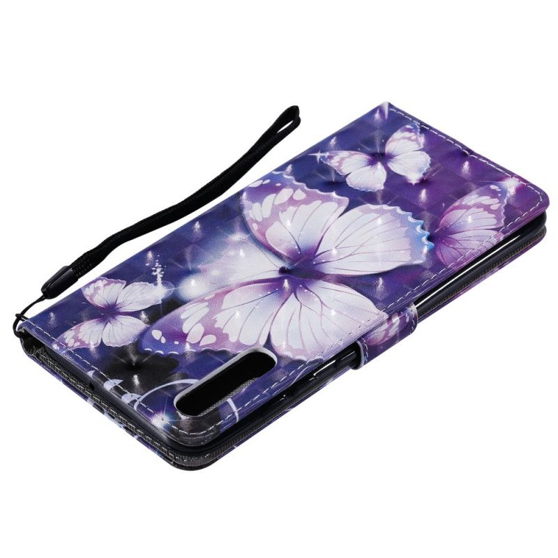 Skyddsfodral Samsung Galaxy A70 Rosa Färgglada Remfjärilar