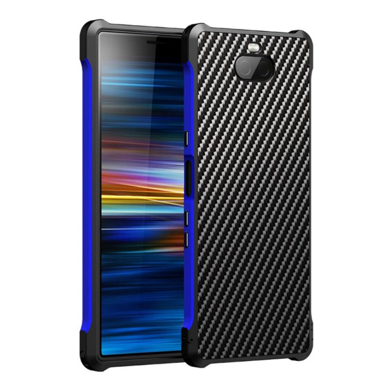 Skal Sony Xperia 10 Plus Röd Kolfiber Och Metall