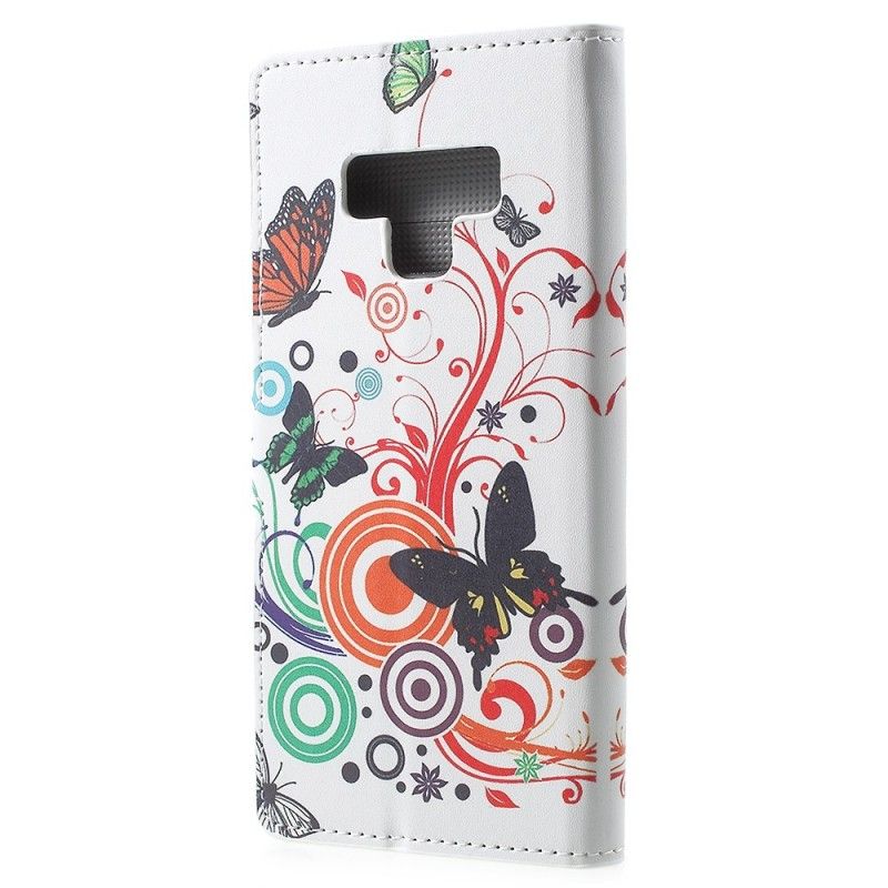 Fodral Samsung Galaxy Note 9 Lila Fjärilar Och Blommor