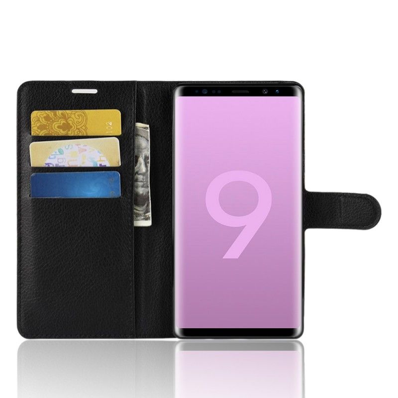 Fodral Samsung Galaxy Note 9 Svart Retro Litchi