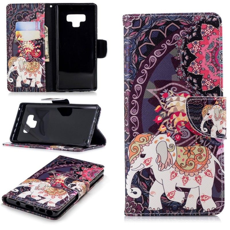 Läderfodral Samsung Galaxy Note 9 Mobilskal Etnisk Elefantmandala
