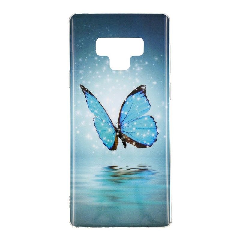 Skal Samsung Galaxy Note 9 Mobilskal Fluorescerande Blå Fjäril
