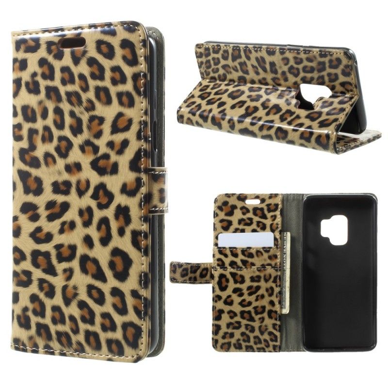Läderfodral Samsung Galaxy S9 Mobilskal Leopard