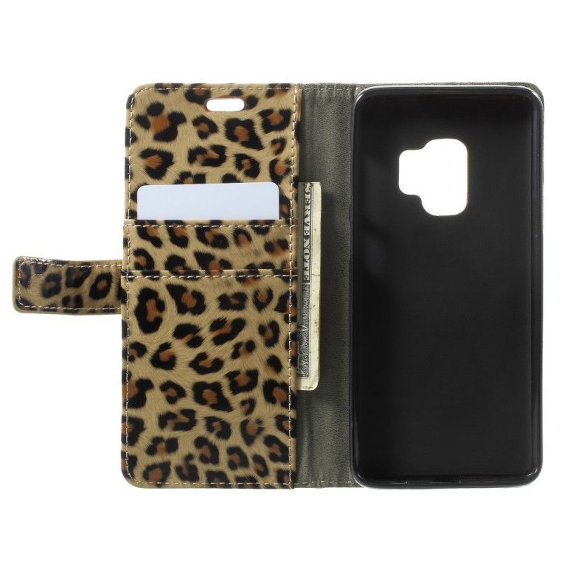 Läderfodral Samsung Galaxy S9 Mobilskal Leopard