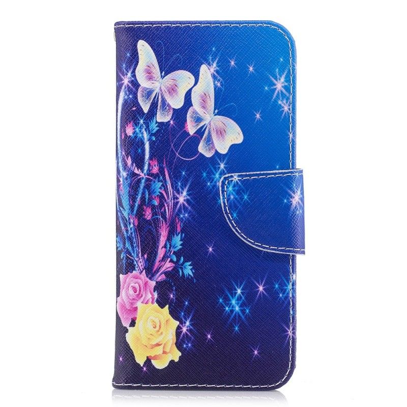Läderskal Samsung Galaxy S9 Fjärilar På Natten