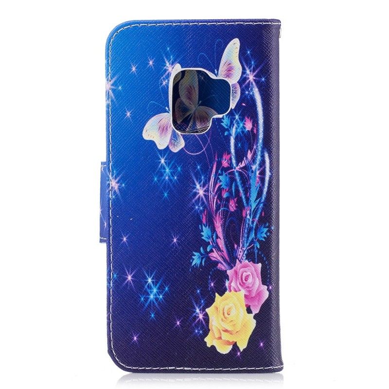 Läderskal Samsung Galaxy S9 Fjärilar På Natten