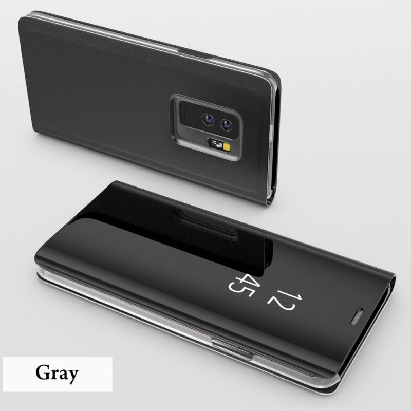 Visa Omslag Samsung Galaxy S9 Svart Spegel Och Lädereffekt