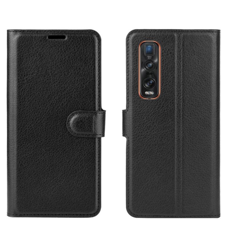 Läderfodral Oppo Find X2 Pro Svart Mobilskal Klassisk
