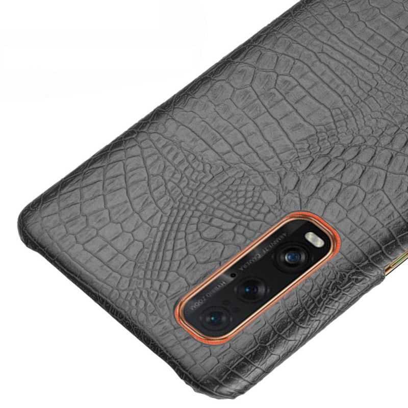Skal för Oppo Find X2 Pro Svart Krokodilhudeffekt