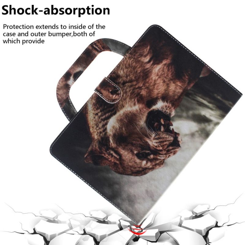 Läderfodral iPad 10.2" (2019) (2020) Mobilskal Lejon Med Handtag