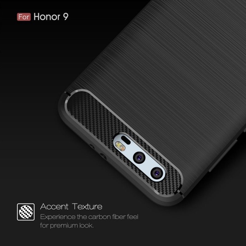 Skal för Honor 9 Svart Borstad Kolfiber