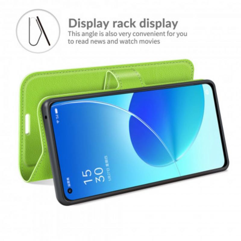 Fodral Oppo Reno 6 5g Klassiskt Litchi Konstläder