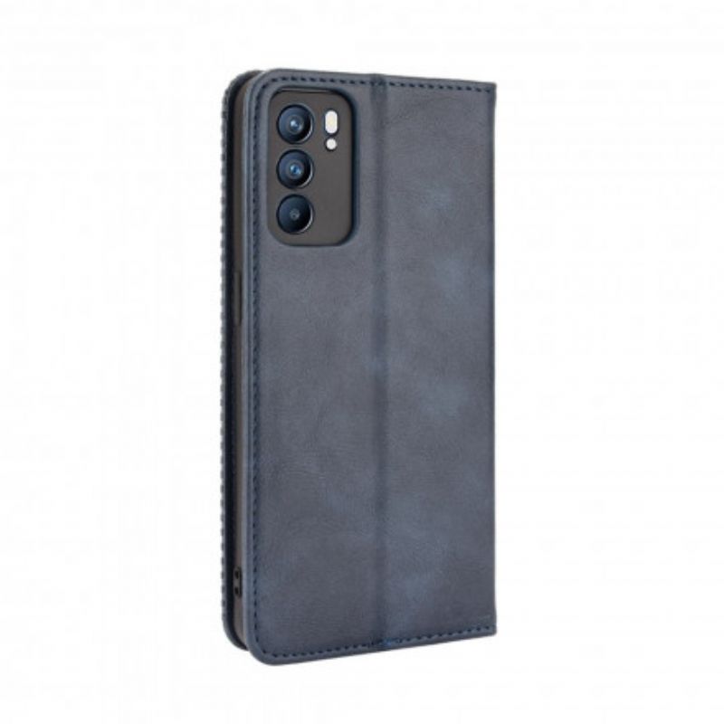 Folio-fodral Oppo Reno 6 5g Telefonfodral Stiliserad Vintage Lädereffekt
