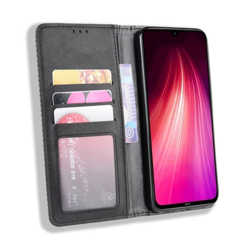 Folio-fodral för Xiaomi Redmi Note 8T Svart Stiliserad Vintage Lädereffekt