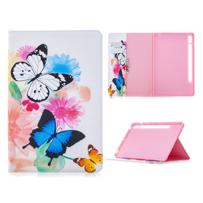 Fodral för Samsung Galaxy Tab S7 Rosa Akvarellfjärilar