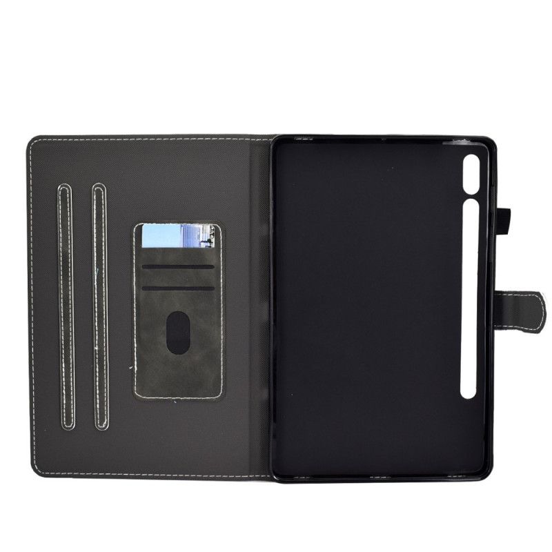 Fodral Samsung Galaxy Tab S7 Svart Vintage Design Lädereffekt
