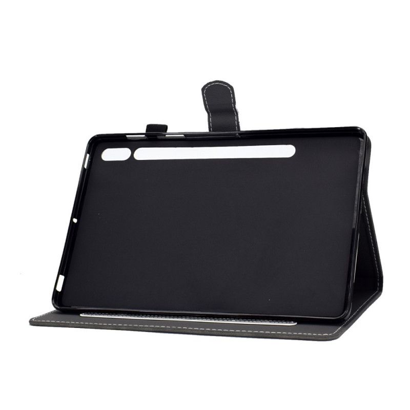 Fodral Samsung Galaxy Tab S7 Svart Vintage Design Lädereffekt