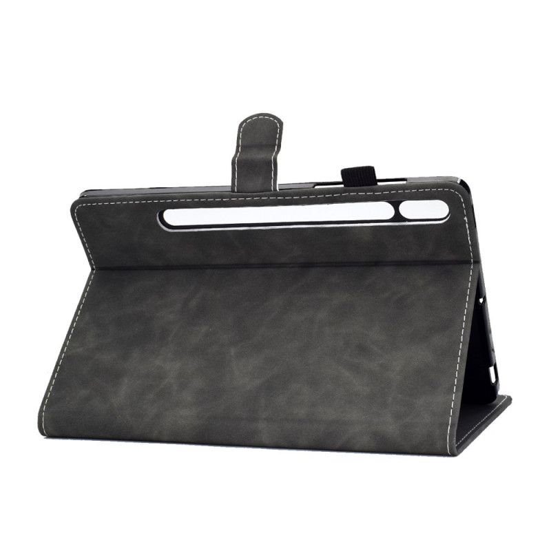 Fodral Samsung Galaxy Tab S7 Svart Vintage Design Lädereffekt