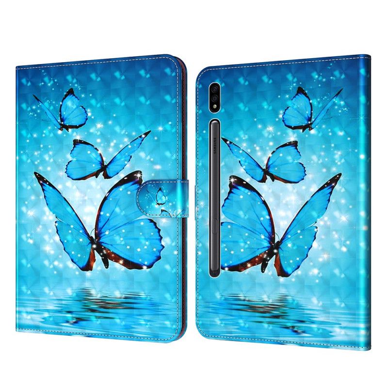 Konstläderfodral Samsung Galaxy Tab S7 Gul Fjärilar