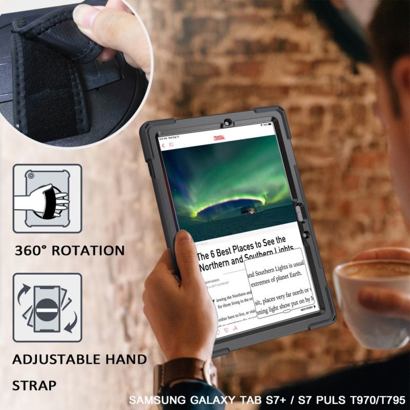 Skal för Samsung Galaxy Tab S7 Svart Ultrabeständig Med Rem