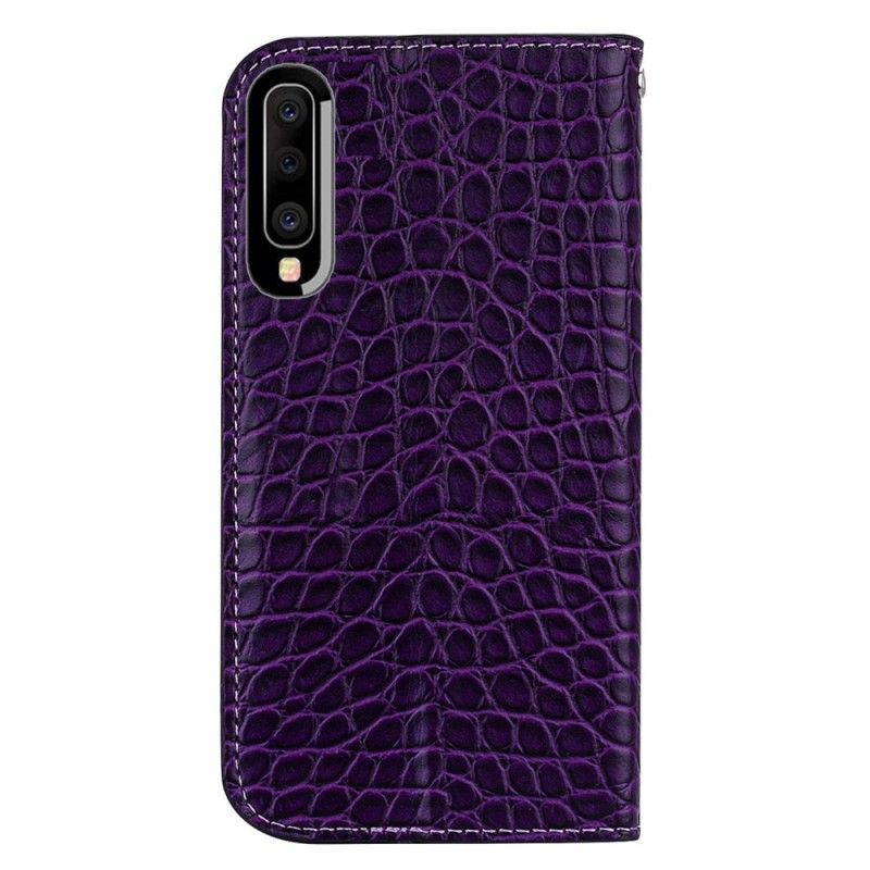 Folio-fodral för Samsung Galaxy A50 Svart Krokodilhudeffekt Och Paljetter