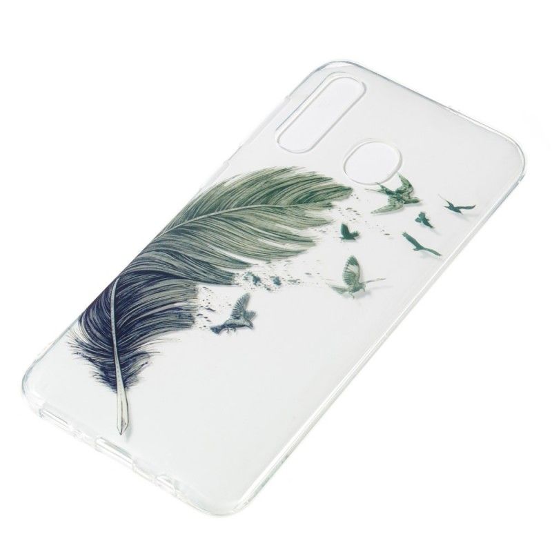 Skal för Samsung Galaxy A50 Transparent Färgad Fjäder