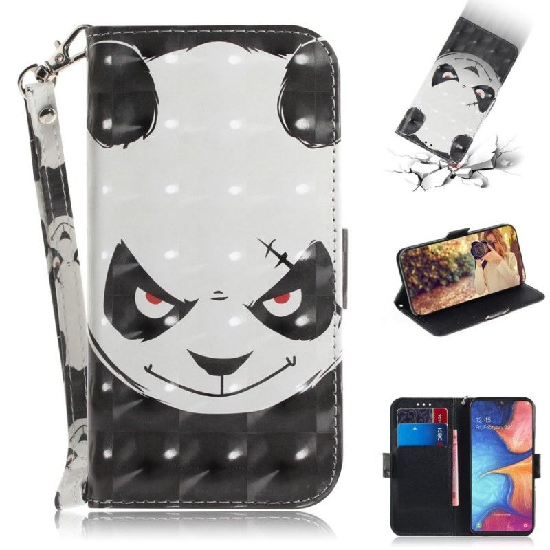 Läderfodral Samsung Galaxy A20e Mobilskal Arg Panda Med Rem