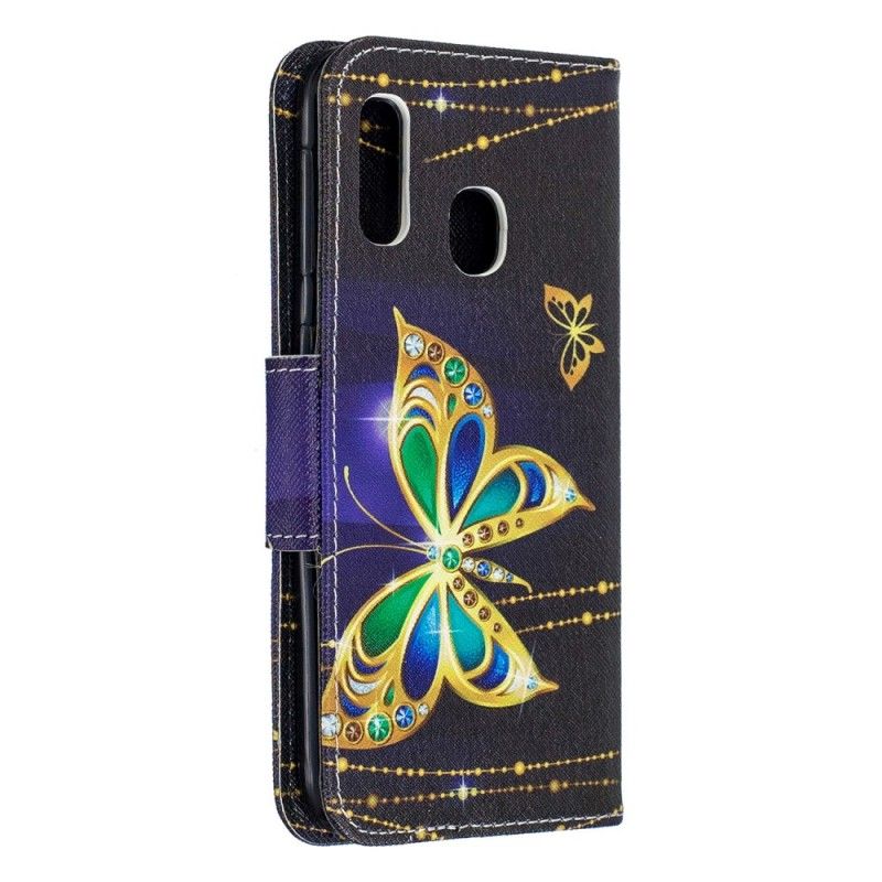 Läderfodral Samsung Galaxy A20e Mobilskal Magisk Fjäril