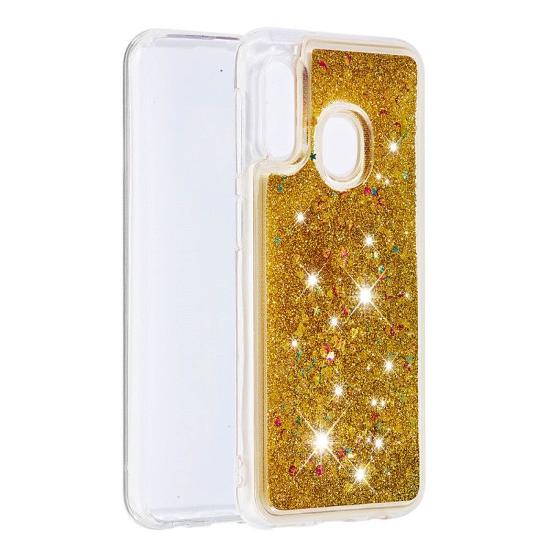 Skal för Samsung Galaxy A20e Rosa Glitterpulver