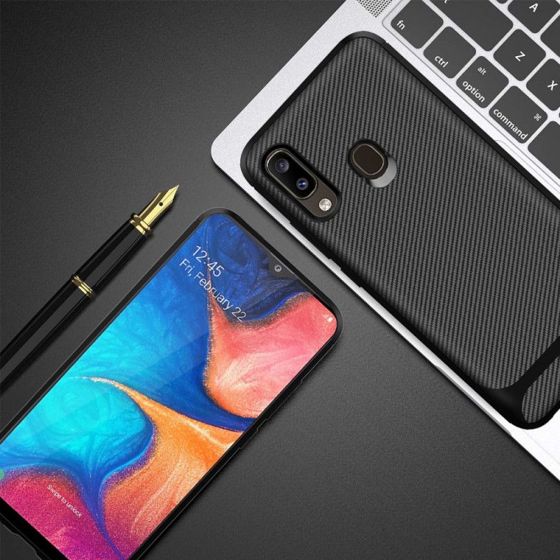 Skal Samsung Galaxy A20e Svart Enkel Flexibel Kolfiber