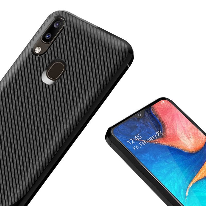Skal Samsung Galaxy A20e Svart Enkel Flexibel Kolfiber