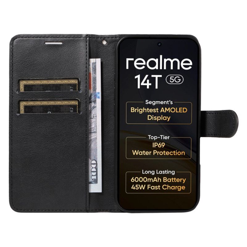 Fodral Realme 14t 5g Enfärgad Lädereffekt Med Rem