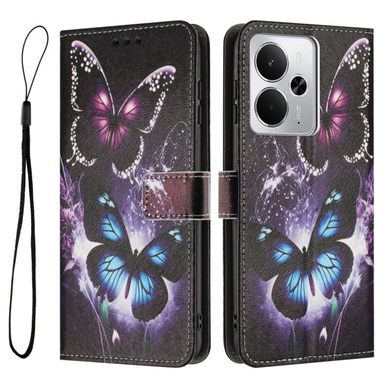 Läderfodral Realme 14t 5g Telefonfodral Två Fjärilar