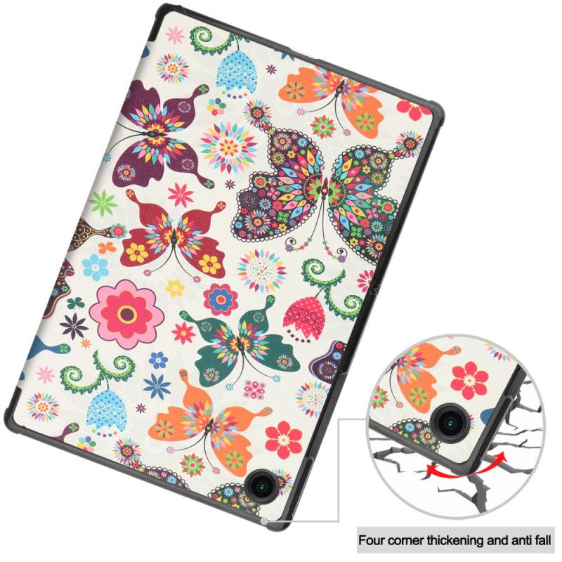 Smart Case Samsung Galaxy Tab A8 (2021) Förstärkta Fjärilar Och Blommor