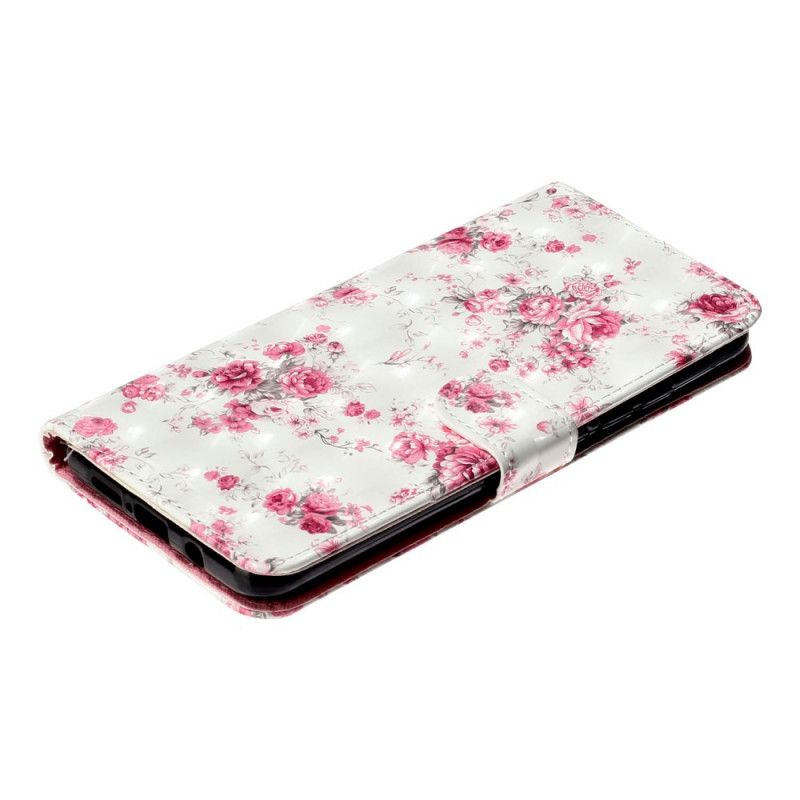 Läderfodral Xiaomi Mi Note 10 Lite Mobilskal Blommar Ljusa Fläckar Med Rem