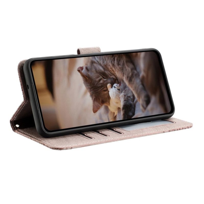 Läderfodral Xiaomi Redmi Note 14 5g Telefonfodral Kattmönster Med Rem