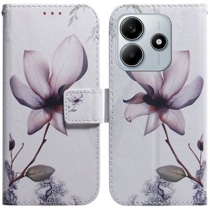 Läderfodral Xiaomi Redmi Note 14 5g Telefonfodral Rosa Blomma