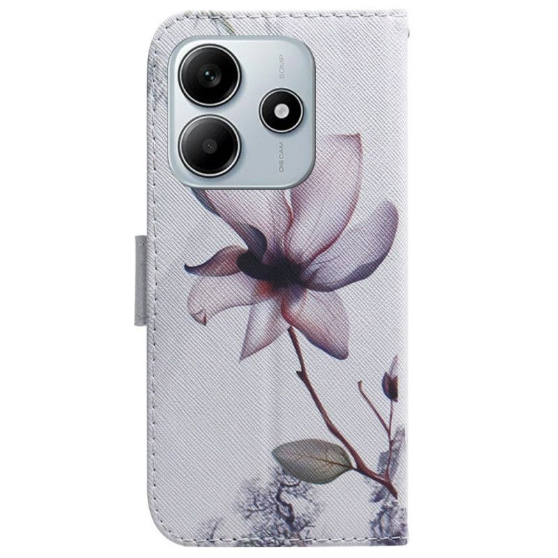 Läderfodral Xiaomi Redmi Note 14 5g Telefonfodral Rosa Blomma